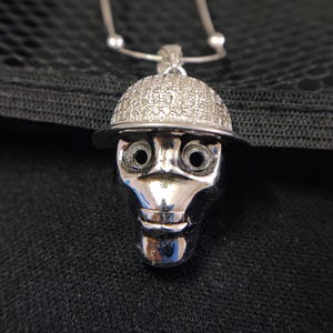 Sterling Silber CZ Diamant Schädel Anhänger, Biker Schmuck