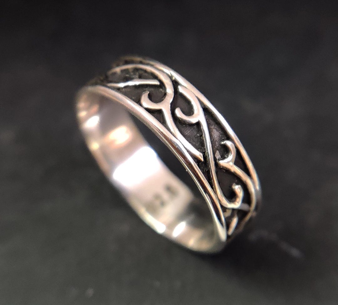 アクセサリー Vintage Silver Wide Wave Ring 925 925 Sterling Silver Ring 925 wave ring band Ring handmade