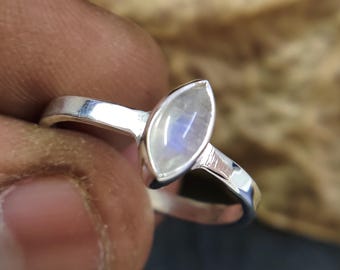 マーキスムーンストーンリング：ハンドメイド925スターリングシルバー