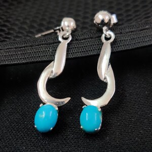 Sleeping Beauty Turquoise Earrings: Sterling Silver Boho Drop Earrings