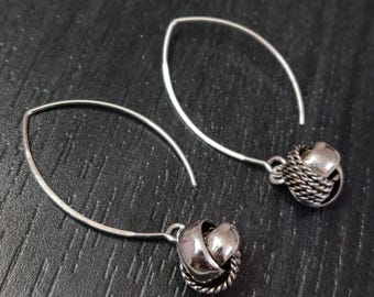 Nautical Rope Knotted Earrings,925 Sterling Silver Rope Knot Dangle Earring,Cute Minimalist Geometric Earrings,Classic Love Knot Earrings
