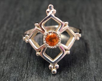 Handmade Sterling Silver Hessonite Garnet Ring: January Birthstone