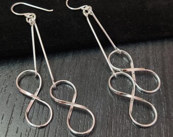 925 Sterling Silver Infinity Earrings,Long Infinity Earrings,Infinity Drop Earrings,Dangle Earrings Infinity Symbol Twist Earrings for Women