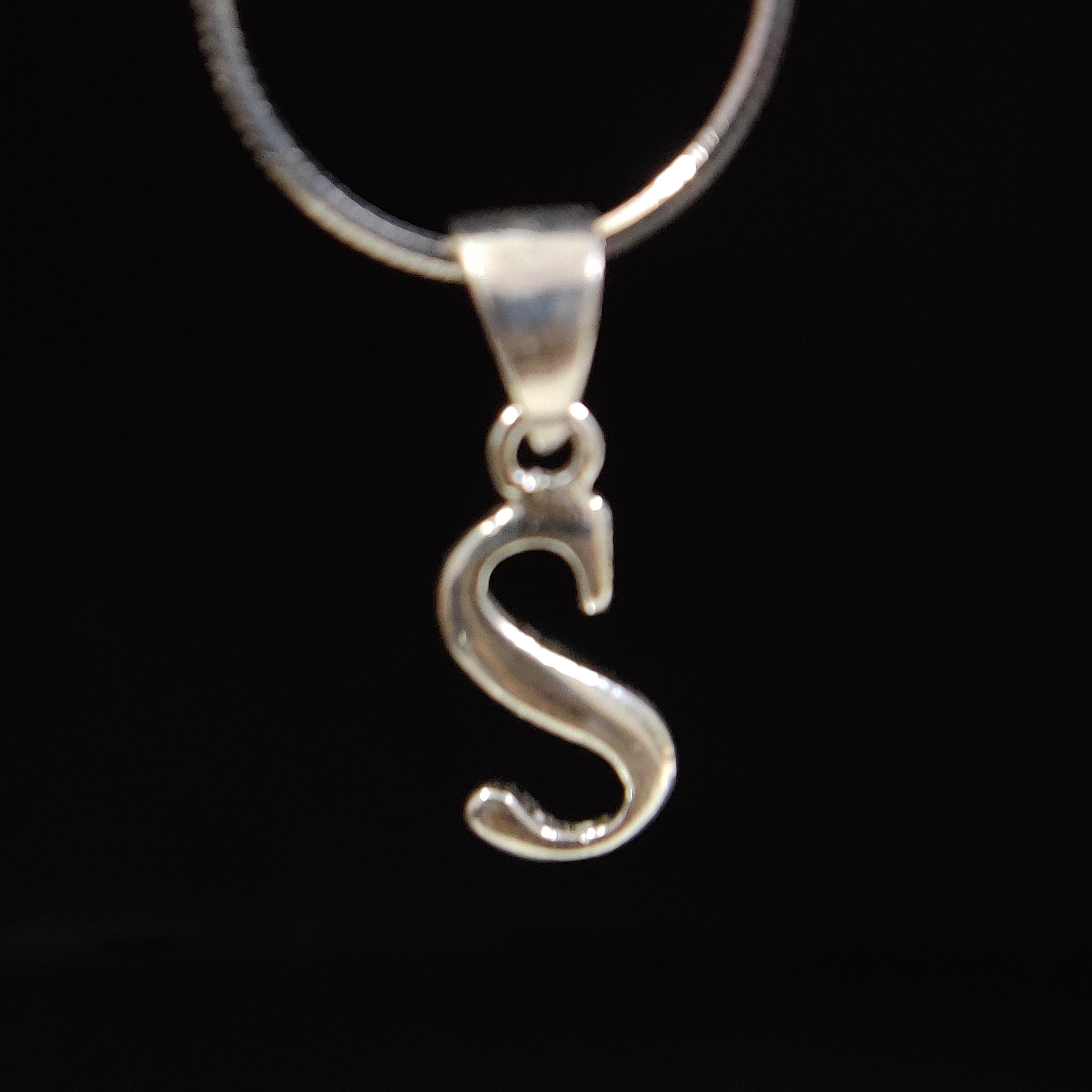 Sterling Silver Cursive Letter S Pendant Charm: Dainty Alphabet
