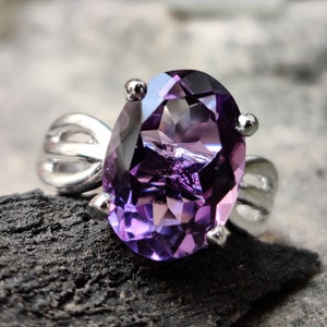 Natural AAA Amethyst Gemstone Ring, 925 Sterling Silver Handmade Ring, Oval Amethyst, February Birthstone, Statement Ring, Promise Ring