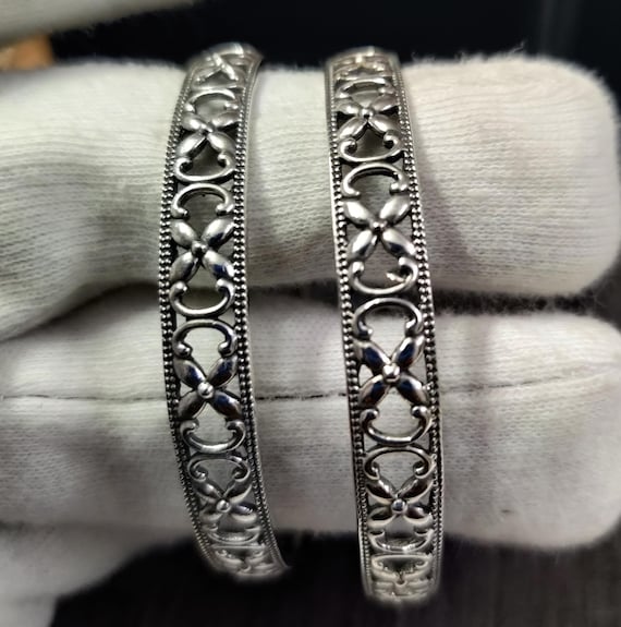 アクセサリー Vintage Silver Heavy Wide Bangle 925 Vintage Silver Heavy Wide Bangle 925