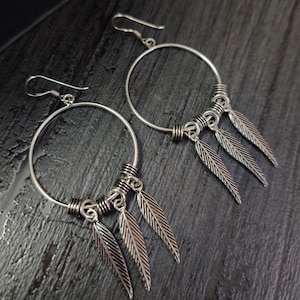 Sterling Silver Leaf Waterfall Earrings: Bohemian Dangle Earrings
