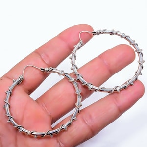 Solid Silver Twisted Earrings Twisted Rope Wrapped Hoops Earring Rope Wrap Cable Hoop Hug Dangle Drop Earrings Big Hoop Earring For Women