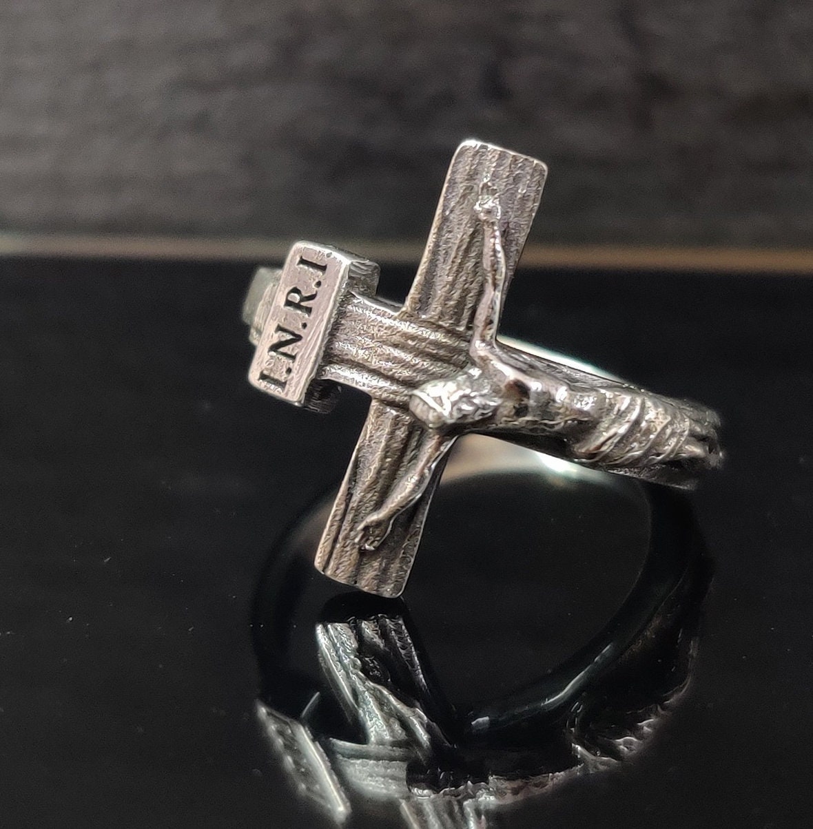 Jesus Crucifix Cross Ring | Solid 925 Sterling Silver INRI | Unisex ...