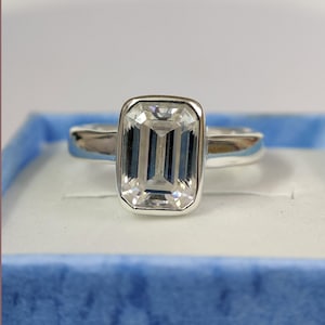 Octagon Moissanite 925 Sterling Silver Solitaire Ring - Unisex Design