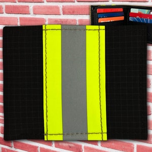 Equipo de protección para bomberos negro y billetera de cuero con personalización opcional