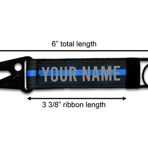 Police Thin Blue Line Keychain with Snap Hook Personalized with Your Name or Other Text immagine 5