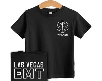 EMT Kids T-Shirt with Star of Life and Personalized Name - Optional Department or City on Back