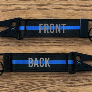 Police Thin Blue Line Keychain with Snap Hook Personalized with Your Name or Other Text immagine 1