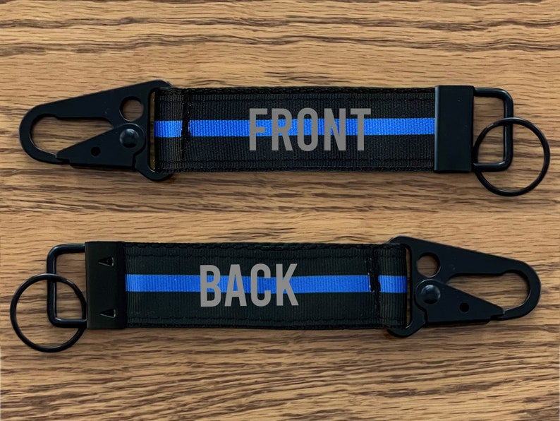 Police Thin Blue Line Keychain with Snap Hook Personalized with Your Name or Other Text immagine 1