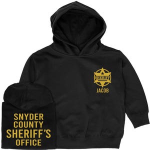Sheriff Kids Hoodie with Shield and Name - Optional County Sheriff&#39;s Office on Back