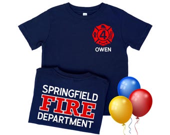 Personalized Firefighter Birthday Shirt, Kid's Firefighter Party Boy or Girl Outfit