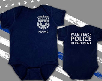 Police Navy Infant Bodysuit with Badge and Personalized Name - Optional Police Department on Back