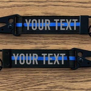 Police Thin Blue Line Keychain with Snap Hook Personalized with Your Name or Other Text immagine 3