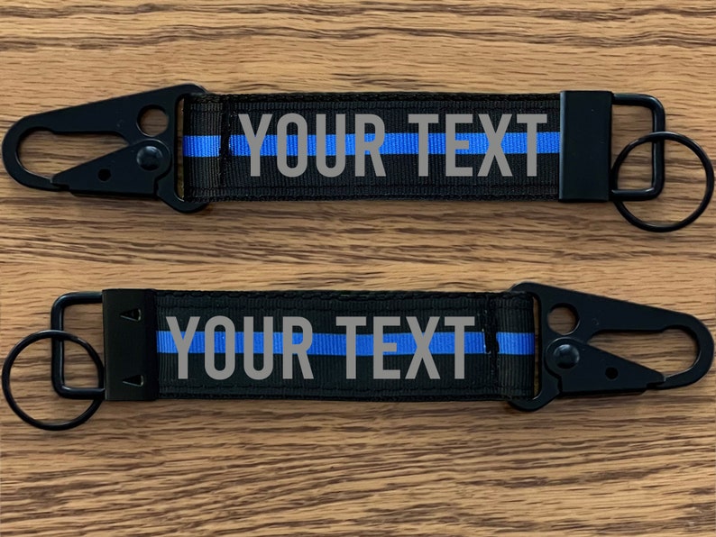 Police Thin Blue Line Keychain with Snap Hook Personalized with Your Name or Other Text immagine 3