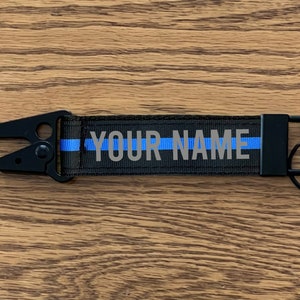 Police Thin Blue Line Keychain with Snap Hook Personalized with Your Name or Other Text immagine 4