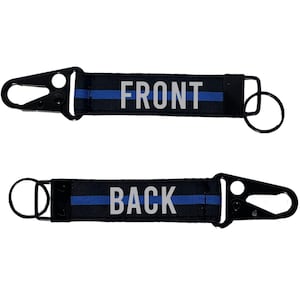 Police Thin Blue Line Keychain with Snap Hook - Personalized with Your Name or Other Text