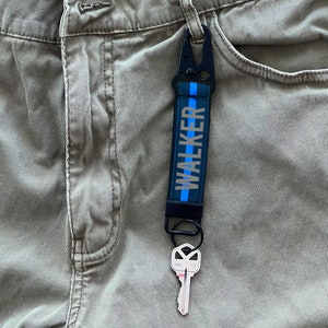 Police Thin Blue Line Keychain with Snap Hook Personalized with Your Name or Other Text immagine 6