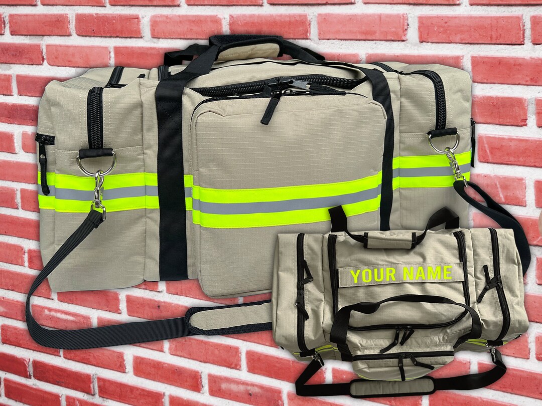 Personalized Firefighter Gym Bag or Station Bag in Tan With Your Name or Custom Text Etsy UK