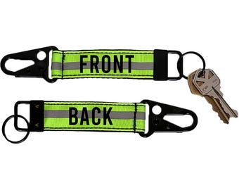 Firefighter Reflective Keychain with Snap Hook - Personalized on Front and Back with Your Name or Text