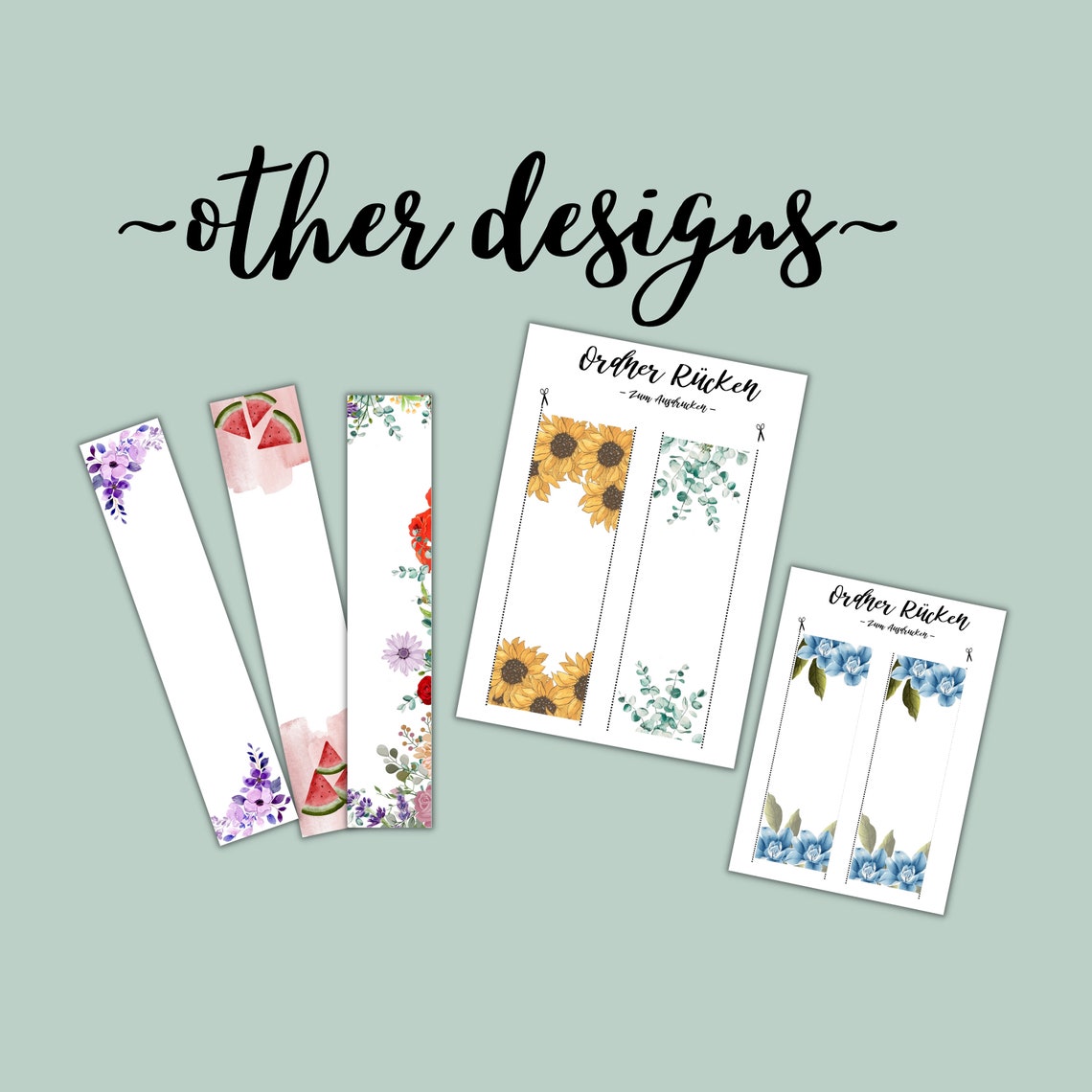 Ordnerrücken zum selber bearbeiten und ausdrucken, eukalyptus