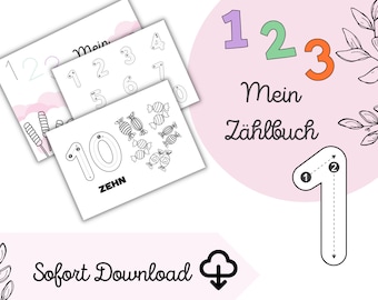 My Counting Book 1,2,3Coloring Pictures Printable Numbers Book Learning Numbers Kindergarten School Kids Activities Preschool