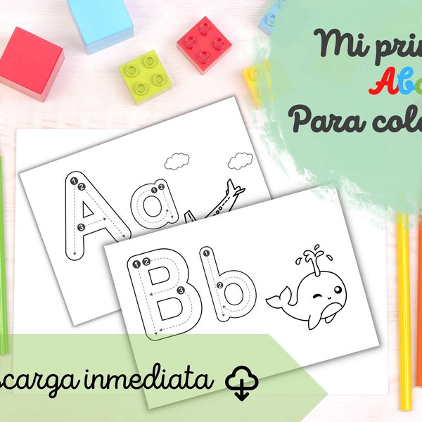 Abecedario para colorear, imprimible, Mi primer Abc, actividades para niños, alfabetización