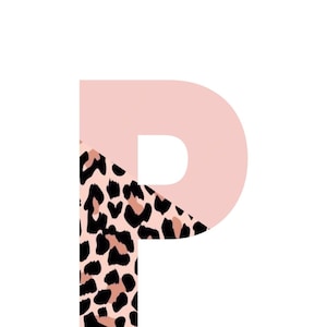 Gepard und Pink Alphabet Buchstaben, nur Großbuchstaben P, PNG Datei, Digitaler Download