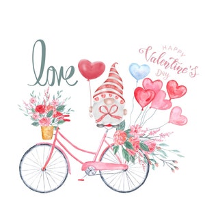 Valentines Day, Hearts, Gnome, Love, PNG, Digital download