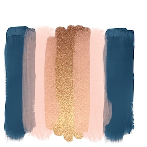 Navy, Pink, and Gold Brush Stroke, PNG, Digital file