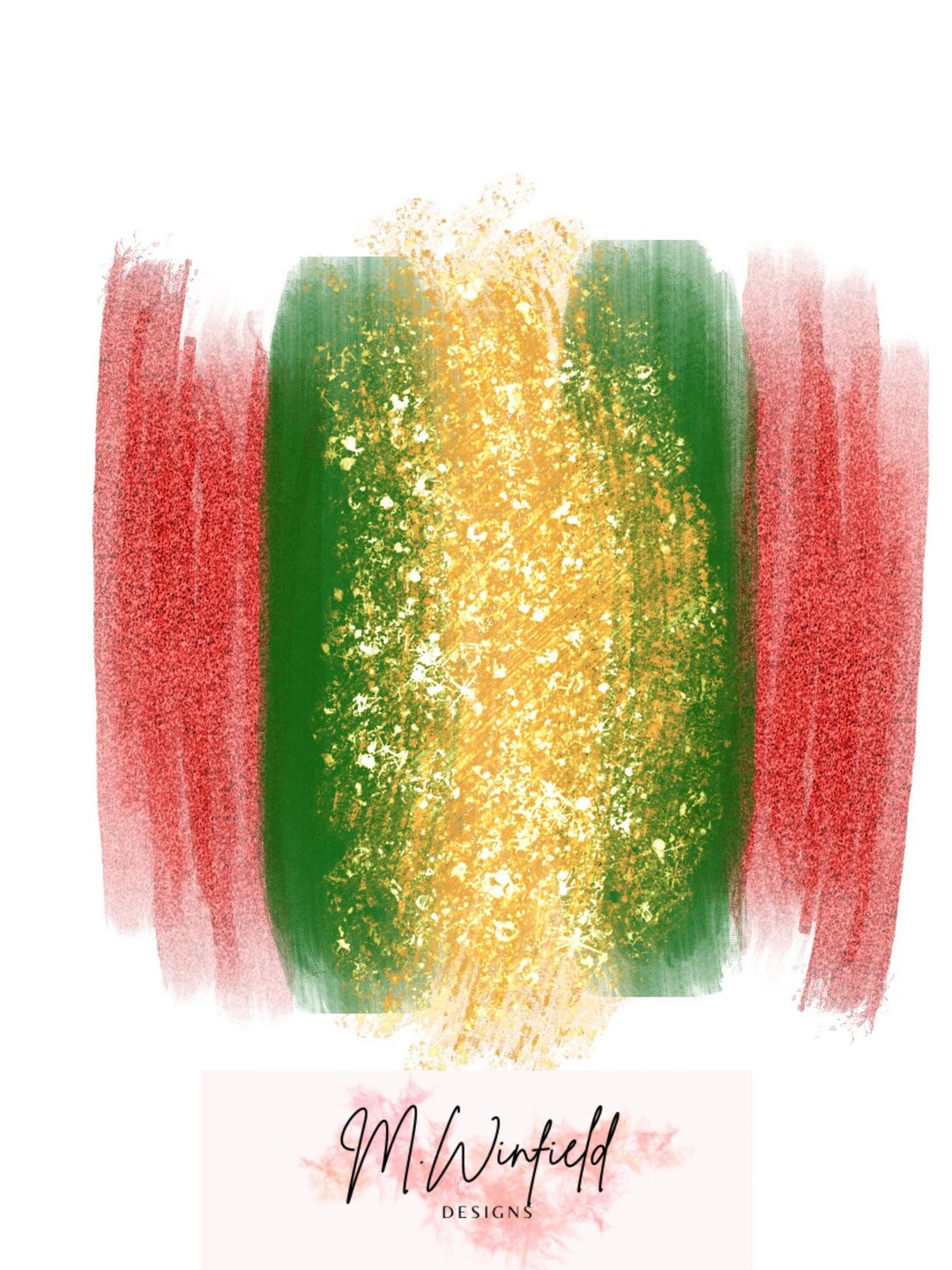 Red, Green, and Gold Brush Stroke, PNG, Digital File - Etsy