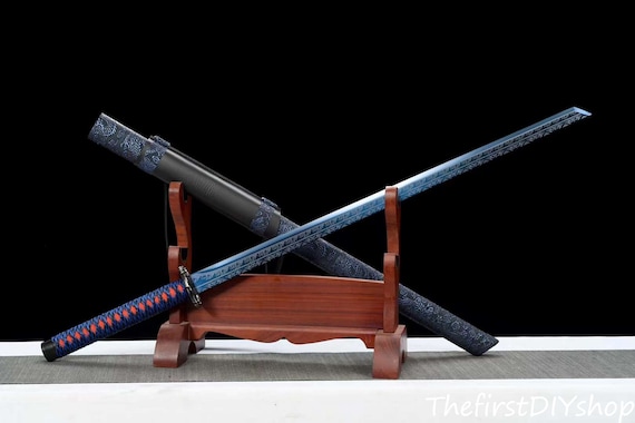 Espada Medieval hecha a mano de acero de resorte, hoja Tang completa,  ensamblaje profesional para batalla, funda de madera envuelta con cuero  Real - AliExpress