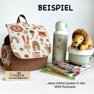 MINI children's backpack with woodland animals, personalized daycare backpack, nursery backpack, kindergarten backpack, Velcro closure, customizable, from 1 year old image 6