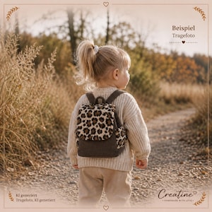 Mini CUBE children's backpack 'LEO plush' with wide-wale brown corduroy - Daycare backpack | Nursery/Kindergarten | Gift for toddlers from 1 year old |