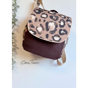 Mini backpack for girls | Handmade children's backpack with leopard print | Piping trim | Glamorous backpack for kindergarten, everyday use, or travel |