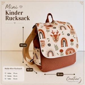 MINI children's backpack with woodland animals, personalized daycare backpack, nursery backpack, kindergarten backpack, Velcro closure, customizable, from 1 year old image 9