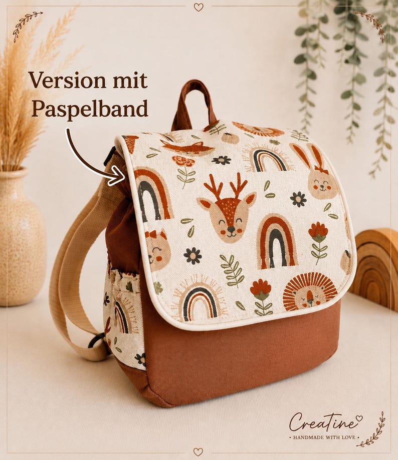 MINI children's backpack with woodland animals, personalized daycare backpack, nursery backpack, kindergarten backpack, Velcro closure, customizable, from 1 year old image 11