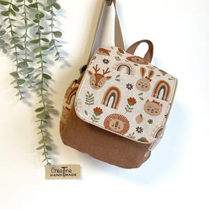 MINI children's backpack with woodland animals, personalized daycare backpack, nursery backpack, kindergarten backpack, Velcro closure, customizable, from 1 year old Ohne Namen