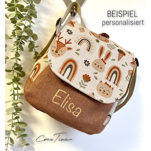 MINI children's backpack with woodland animals, personalized daycare backpack, nursery backpack, kindergarten backpack, Velcro closure, customizable, from 1 year old image 3