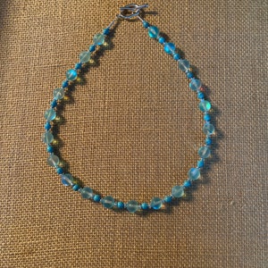 Frosted Aqua Aura Bead Necklace
