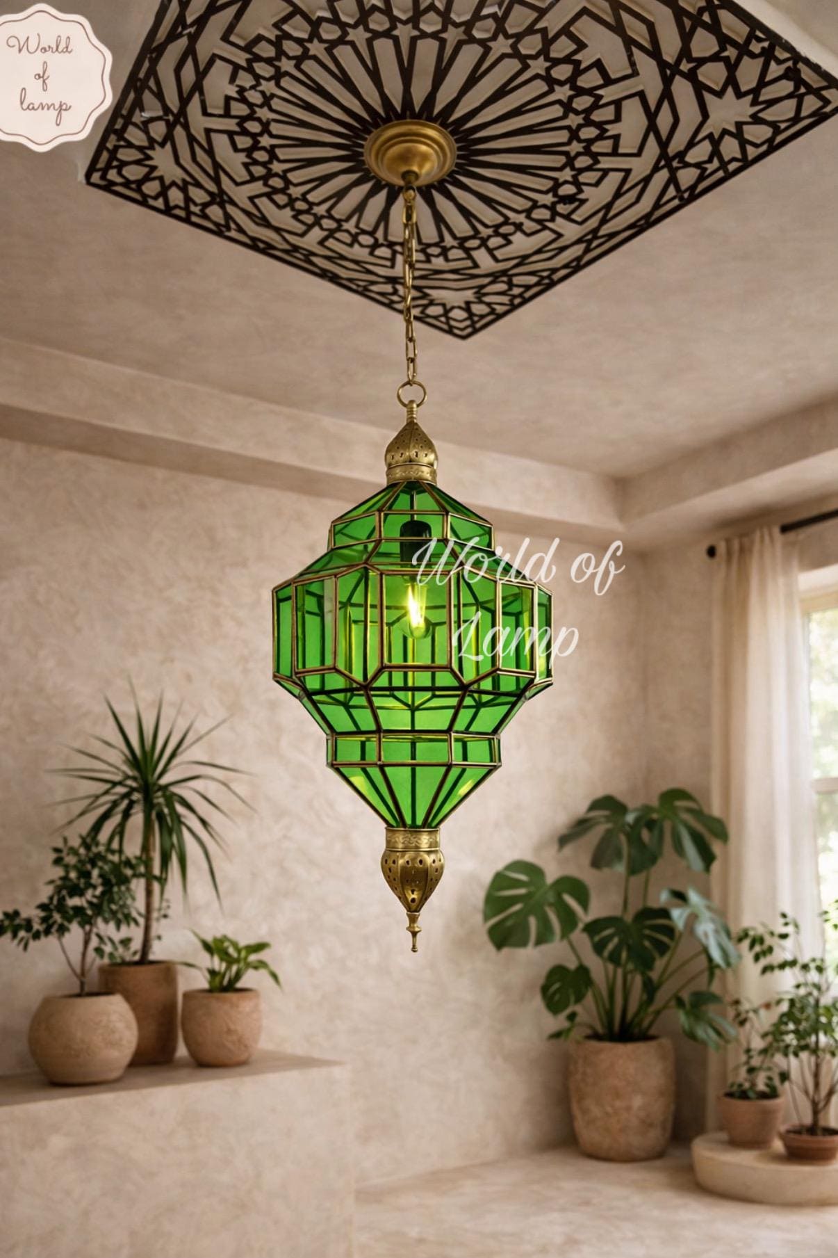 Lampada da soffitto orientale Coperta africana in pelle