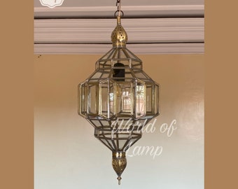 glass light , Moroccan lighting style Elegance Filigrain suspension light , brass handmade moroccan pendant light