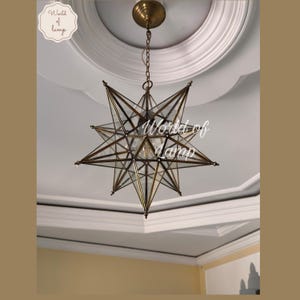 Handmade Moroccan Star Pendant Light, Copper Geometric Hanging Lamp