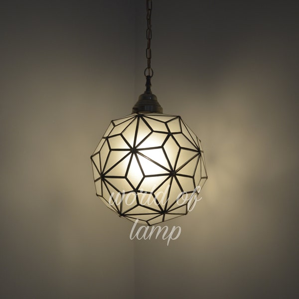 Milky glass light , Moroccan lantern , Moroccan pendant light , Moroccan lamp