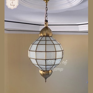 Milky glass light/ Moroccan lamp/ Moroccan lantern/ Moroccan pendant light